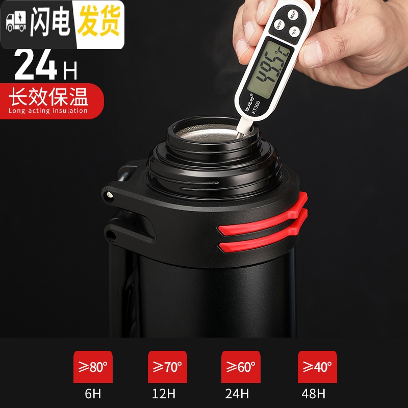 三维工匠保温水壶大容量杯子不锈钢男便携车载户外水杯旅行热水壶2保温瓶 本色1.0高清大图