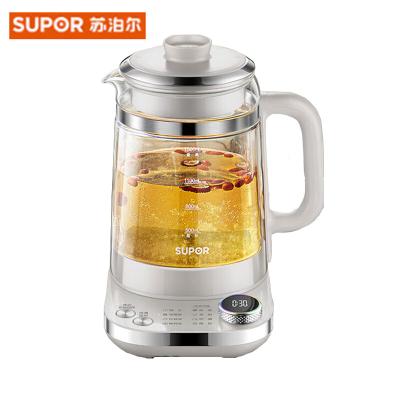 苏泊尔 SW-15Y09 电水壶 1.5L双层壶体防烫保温 八大菜单可视温度 316L不锈钢