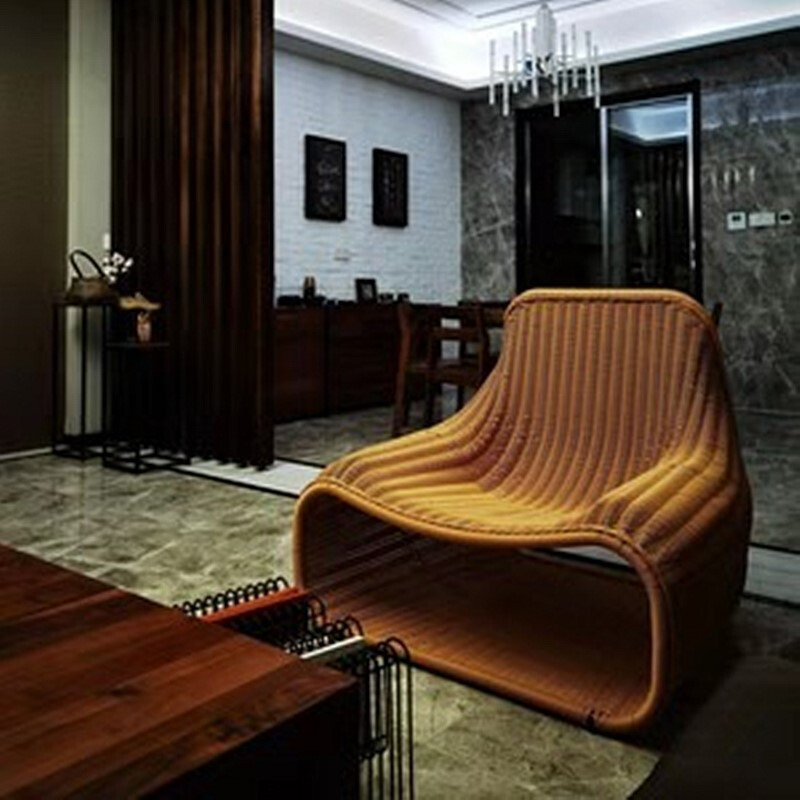 质凡 民宿创意设计师户外室内藤椅家具北欧简约东南亚藤沙发酒店样板房休闲椅 藤茶几[卡其色]高清大图