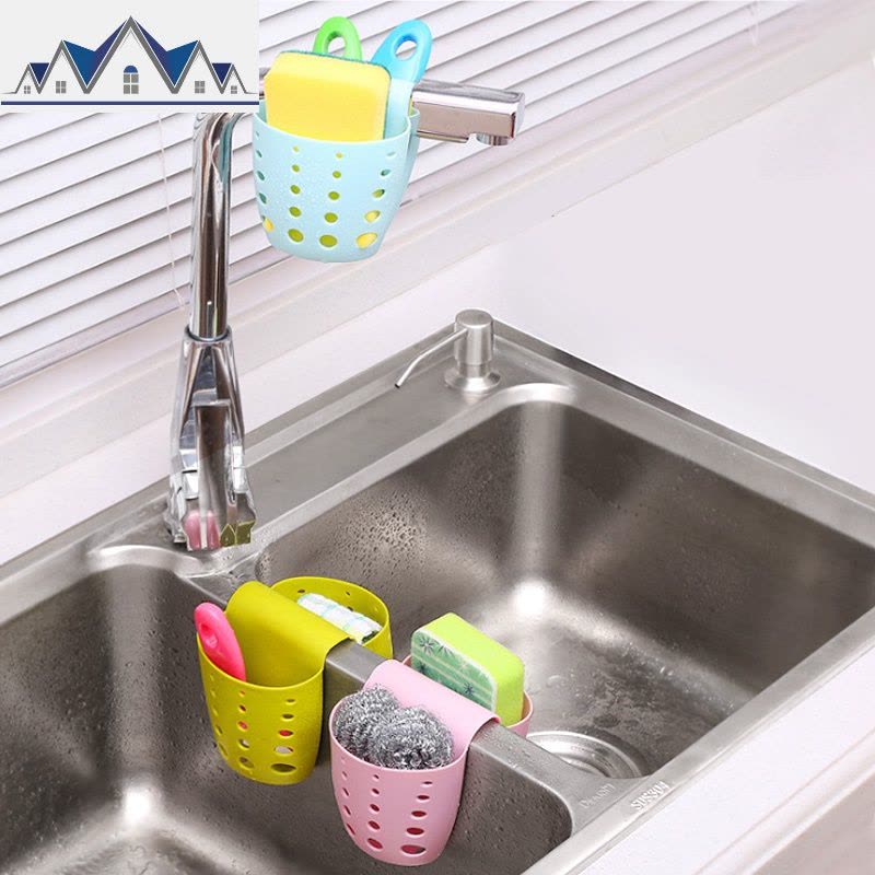 水沥水篮塑料水池水龙头上挂篮可挂式挂袋厨房收纳小用品置物架 三维工匠图片