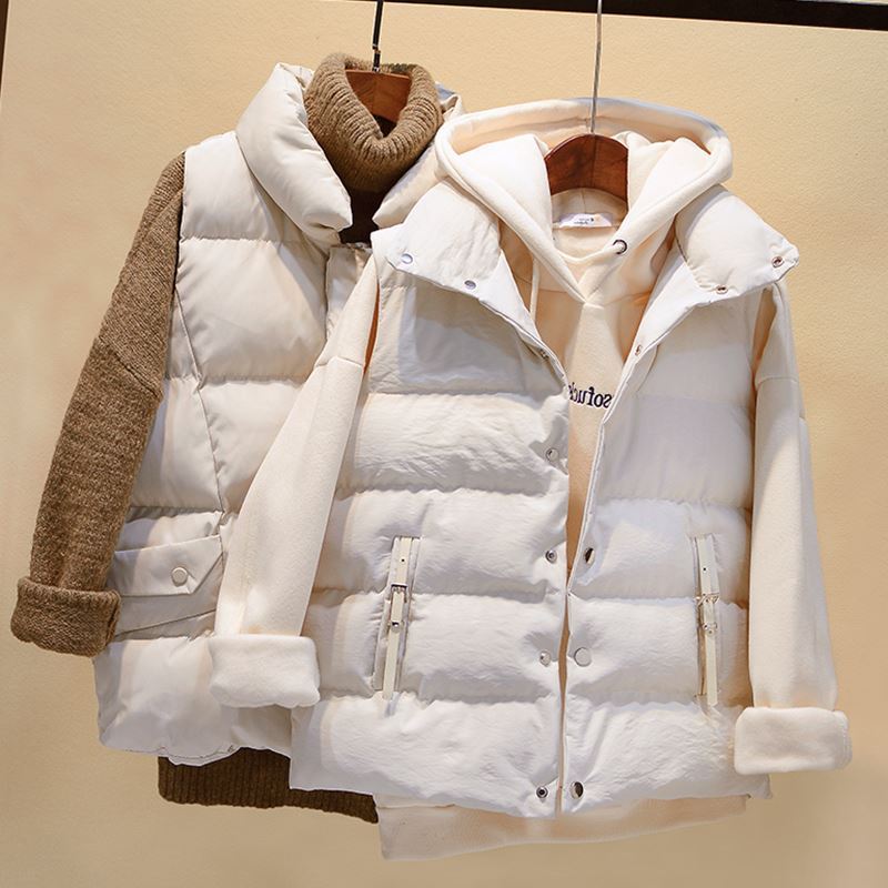 羽绒棉马甲女短款秋冬新款棉坎肩立领面包棉背心外套