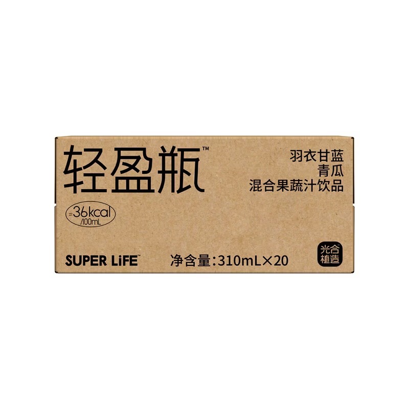 光合植造 SUPER LIFE轻盈瓶羽衣甘蓝青瓜混合果蔬汁饮品310ml*20瓶/箱