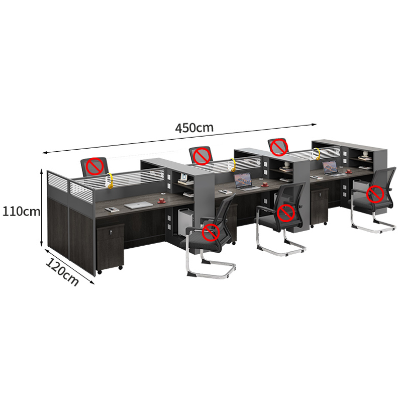 芙瑞塔隔断工位 六人位+柜张高清大图