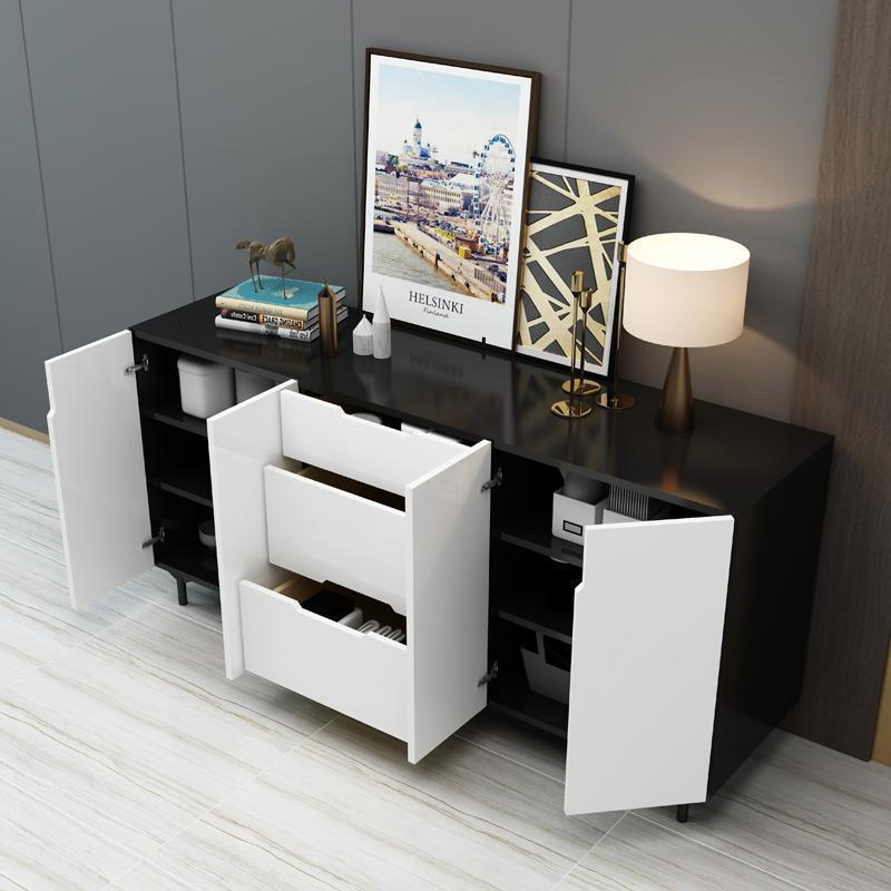 森美人北欧大理石餐边柜现代简约钢化玻璃储物柜茶水柜餐厅碗柜客厅边柜 120*40*85/大理石台面餐边柜双门