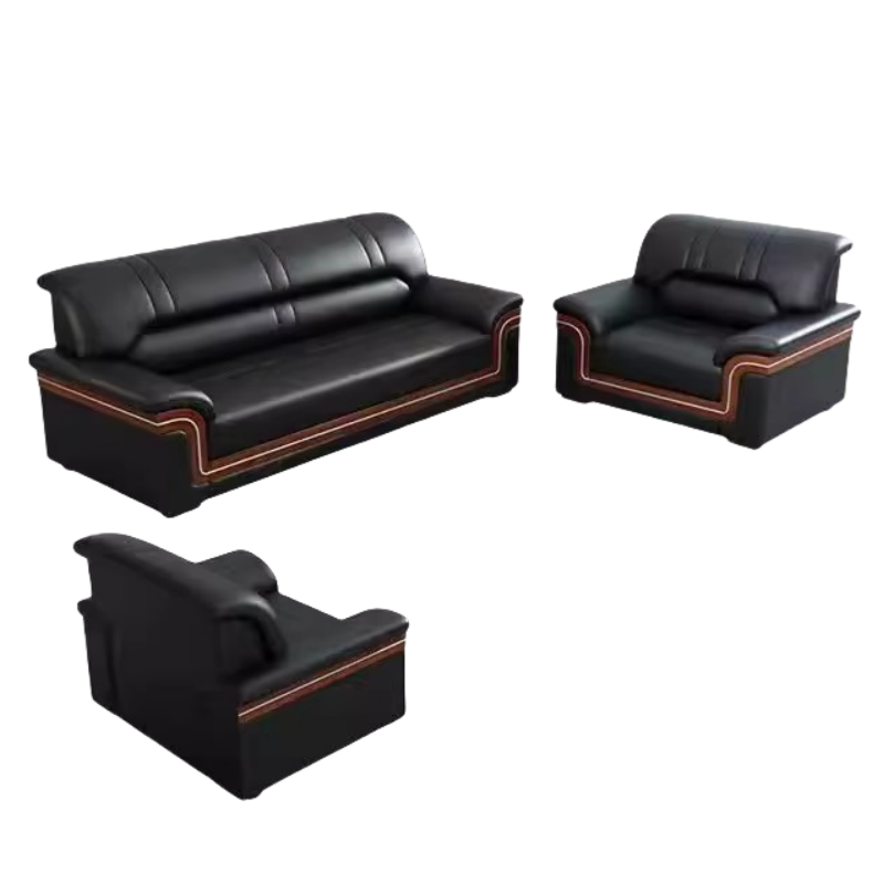 智叶舟办公沙发组合200*80*85cm(1+1+3)套高清大图