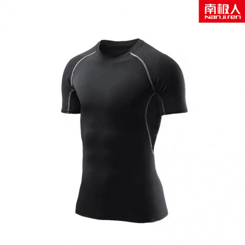 泳衣男套装泳裤防尴尬游泳裤夏季男士全身上衣温泉装备 001灰线短袖 M建议100-120斤