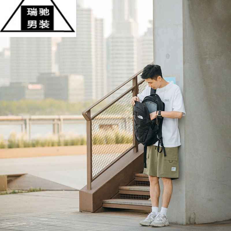 希杰狮王吕小虎美式潮牌黑工装短裤男夏季日系休闲五分裤青年宽松中裤男生