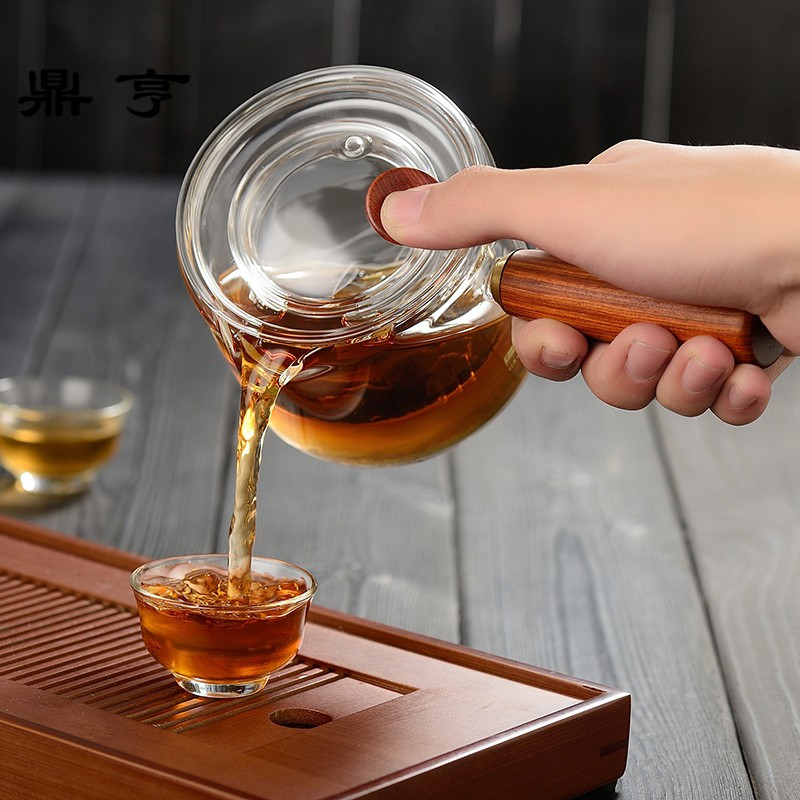 鼎亨加厚侧把煮茶壶小青柑专用蒸茶器泡茶壶耐高温玻璃功夫茶具花