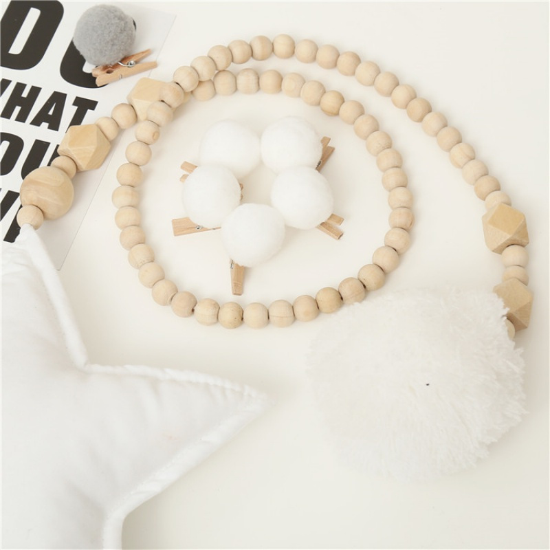 墙饰房间寝室家居装饰小饰品墙上民宿心三维工匠白绒球木夹8个壁饰