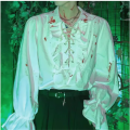 HD 万圣节服装男生穿搭法式中世纪宫廷风衬衫礼服男装cos吸血鬼衬衣 白色2XL