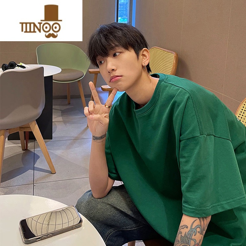 YANXU美式正肩320gt恤男生盐系穿搭ootd短袖三本针夏季七分袖高清大图