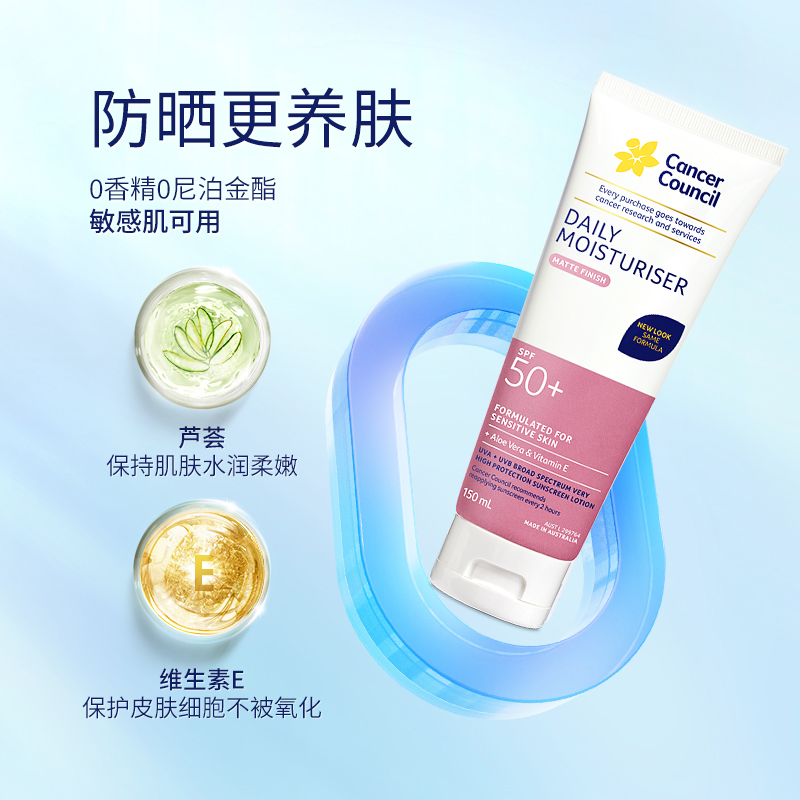Cancer Council日常防晒霜SPF50+ 75ml面部润色身体高倍防晒防水防汗军训防晒霜高清大图