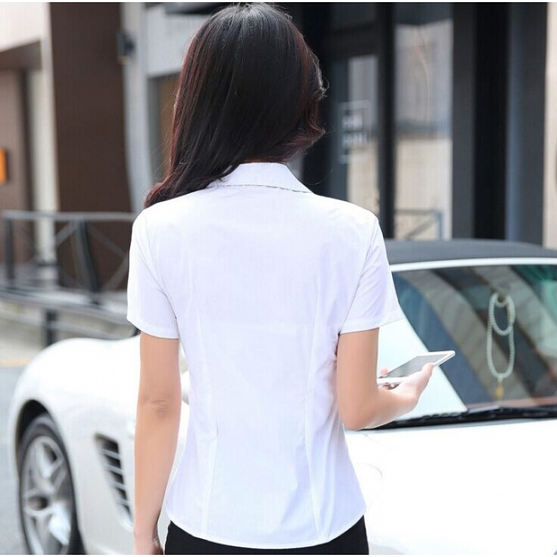 短袖白衬衫女夏职业装工作服正装工装大码半袖衬衣女装女士ol薄款西裤黑色