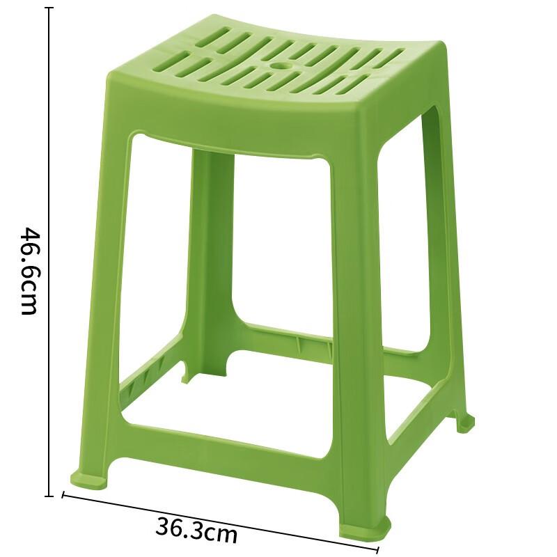 茶花 塑料凳子家用条纹高方凳子板凳46.6cm 绿色4只装 (H)