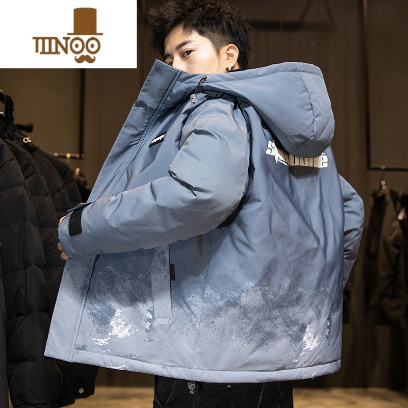 YANXU雪山雕棉衣外套男士2023新款潮牌袄子加厚保暖男装羽绒棉服高清大图