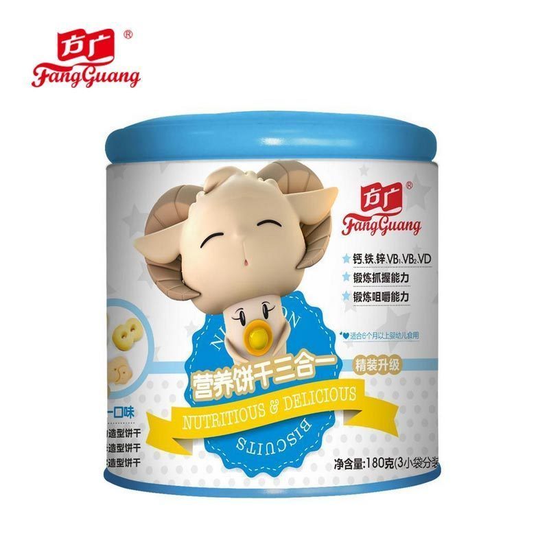 方广 孕婴童饼干 婴儿辅食 3合1(动物+字母+数字)180g/罐装 含钙铁锌+维生素(6个月以上婴幼儿适用)