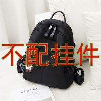 2021新款简约牛津布双肩包女潮韩版时尚百搭书包旅行帆布女包背包 黑色-单包