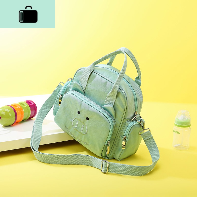 时尚妈咪包2020新款多功能斜挎小号外出手提单肩轻便母婴包双肩女NEW LAKE女士双肩包 薄荷绿色刺绣版