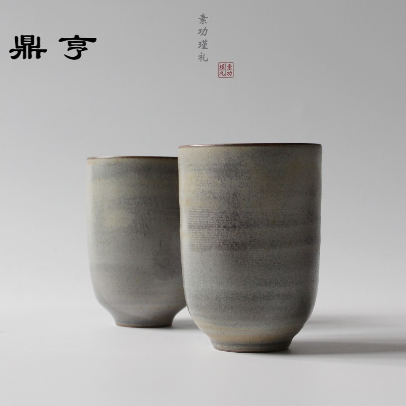 鼎亨创意复古带盖勺陶瓷马克杯景德镇陶艺手工杯情侣杯一对个性咖