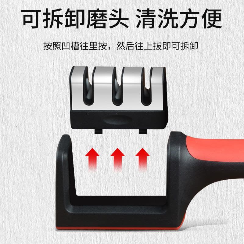 [补贴10%]红黑四段可磨剪刀 磨刀神器家用磨刀石快速磨刀器定角剪刀菜刀全自动开刃工具磨石图片