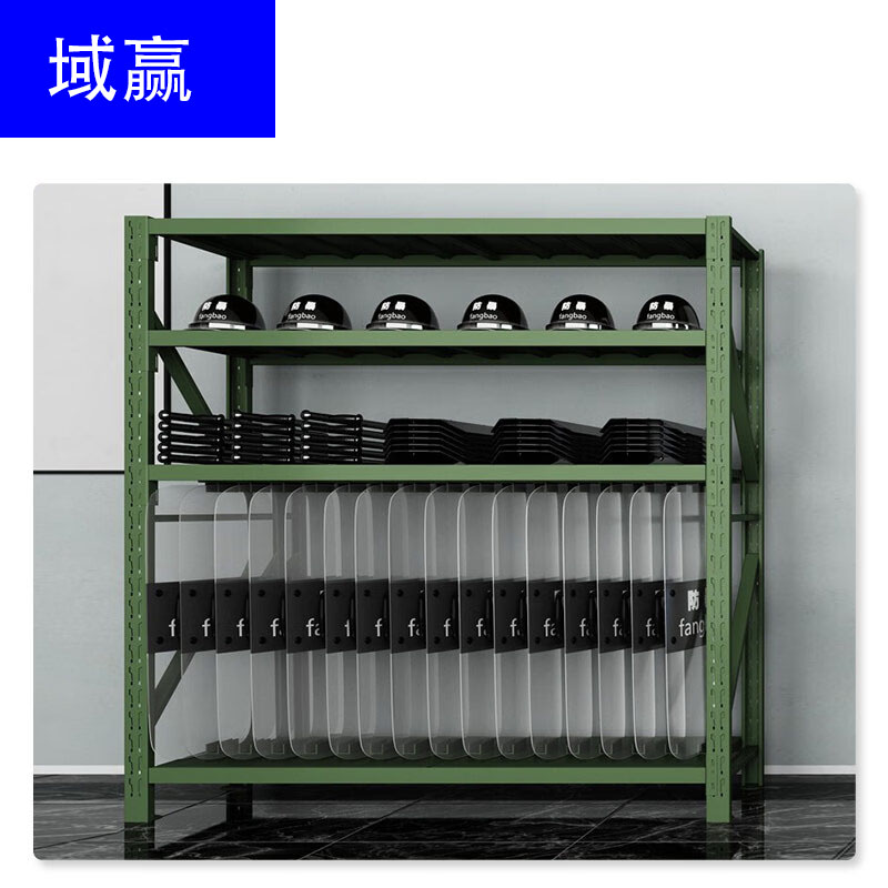 域赢防爆盾牌架铁锨锹镐架军绿色货架物资装备摆放展示架存放收纳货架器材架货架 2米盾牌架重型500kg高清大图