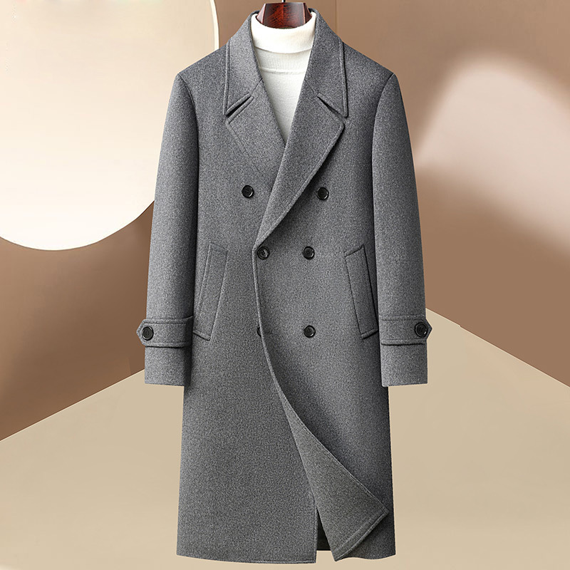 三排扣过膝盖羊毛大衣风衣秋冬新款宽松版男士毛呢大衣男潮流外套