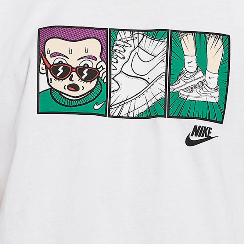 Nike耐克体恤衫男短袖新款漫画圆领运动白T恤CT6528-100