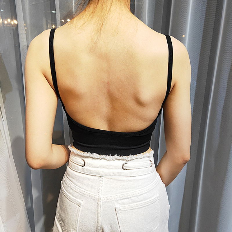 suntek欧美ins大露背内衣美背u型吊带背心式带胸垫文胸女可外穿百搭