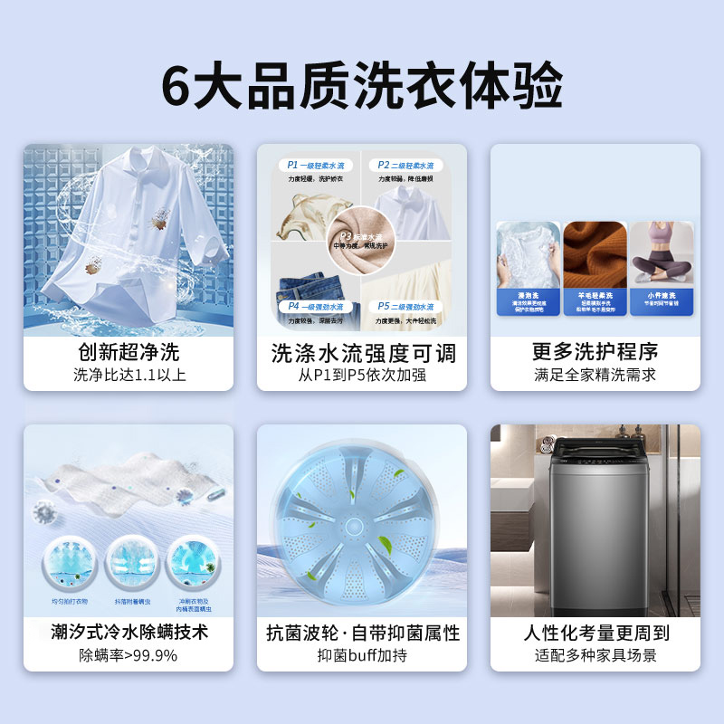 海尔(Haier)10公斤 全自动波轮 洗衣机 钢化玻璃盖 预约 清新换风 桶自洁 XQB100-Z616S高清大图