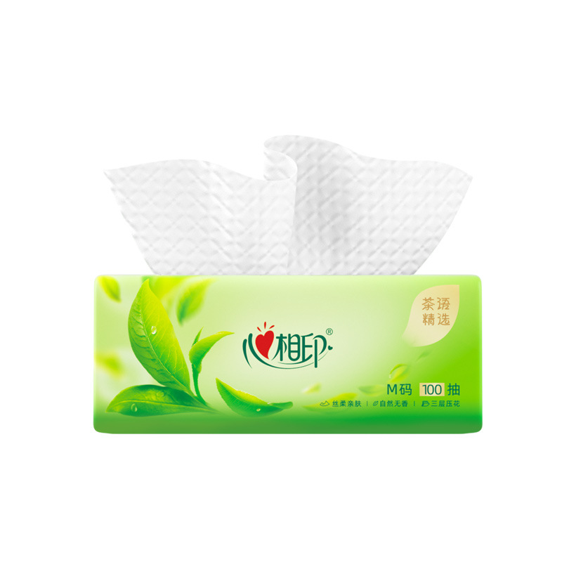 心相印 抽纸 茶语精选100抽24包三层塑装面巾纸(M码)DT9100(箱装)高清大图