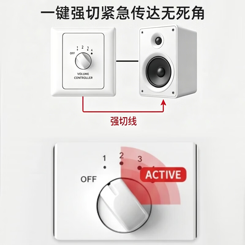 唯舒QY-060 会议音频广播音量控制器校园广播音量开关调节器背景音乐控制器 60W高清大图