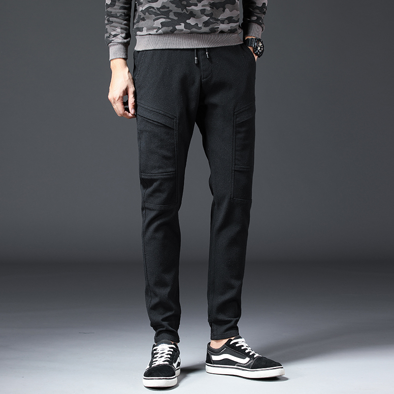 男士休闲裤弹力修身直筒修身工装裤