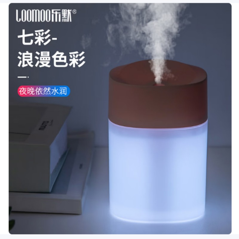 乐默LOOMOO炫彩小夜灯加湿器LJS009 1L大容量出雾设计 缺水自动断电 安全静音家用桌面加湿器高清大图