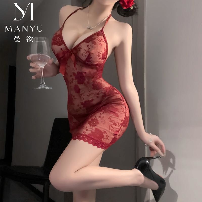 曼欲情趣内衣紫色纯欲睡裙性感蕾丝诱惑床上免脱睡衣小胸制服9383高清大图