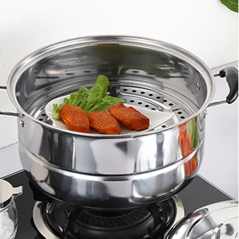 蒸锅不锈钢二层加厚蒸笼2层蒸格汤锅煤气电磁炉蒸锅具30cm二层