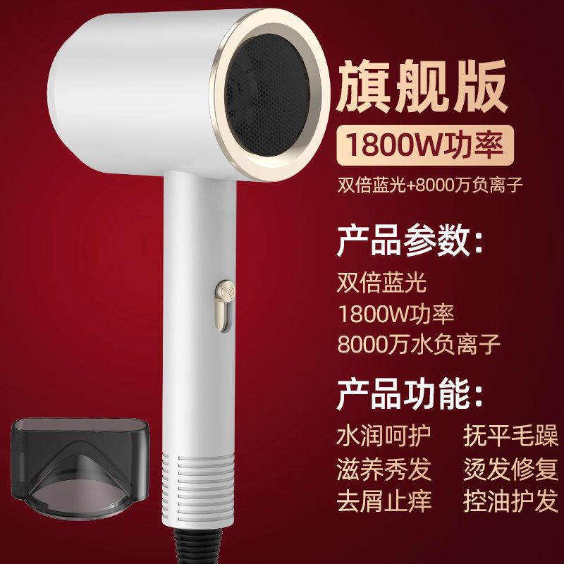 德国电吹风机家用学生宿舍护发冷热风发廊理发店大功率静音吹风筒 长手把白色 800W蓝光负离子+即将恢复98元