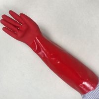 加长加厚pu一体绒家务手套洗碗洗衣服劳保手套防水耐磨洗车棉手套|1双 爆款推荐-40厘米一体绒