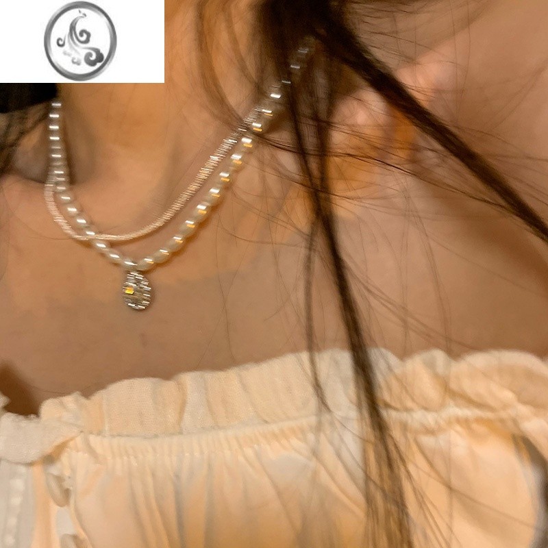 JiMi波光粼粼锁骨链2022年新款轻奢小众设计感叠戴珍珠项链女仙气配饰