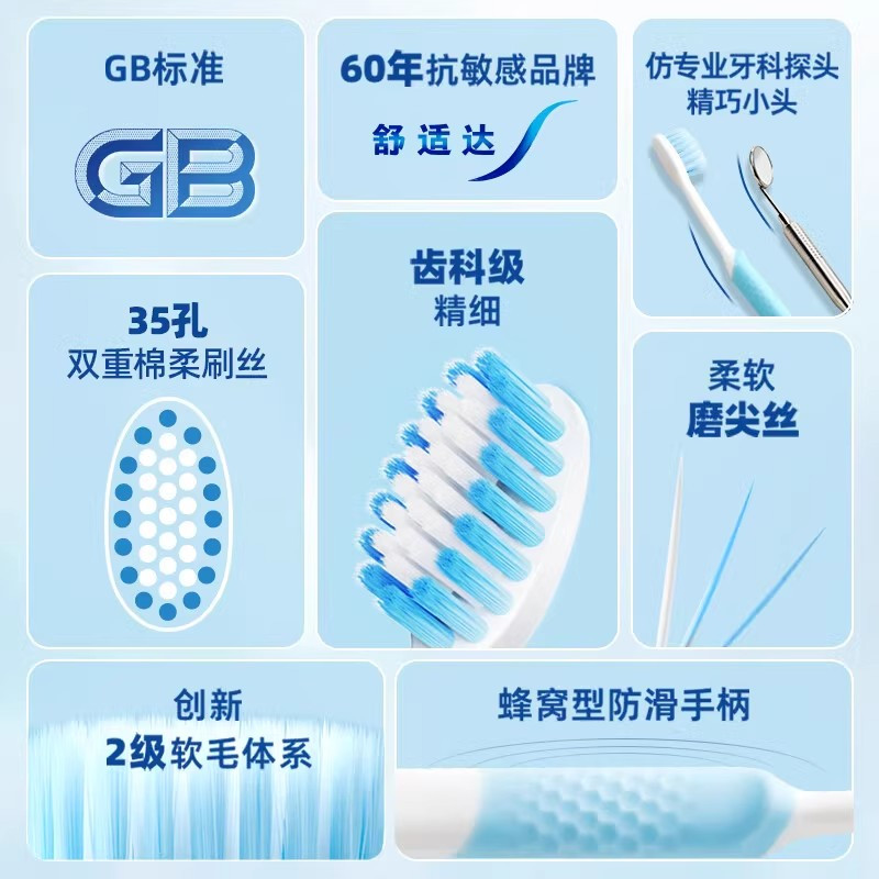舒适达牙膏牙刷细齿洁旅行装便携成人软毛细毛抗敏感清新口气451高清大图