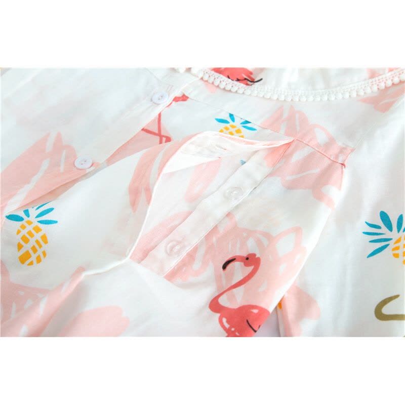 迪鲁奥(DILUAO)月子服春夏秋纯棉纱布七分袖产妇产后哺乳期喂奶睡衣孕妇宽松大码图片