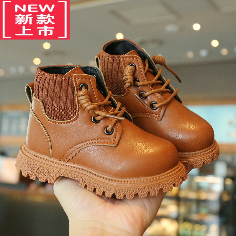 可莉允儿童马丁靴男童秋季新款女童靴子短靴黑色单靴春秋中小童宝宝鞋子