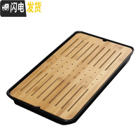 三维工匠家用简约茶盘功夫茶具套装储水小茶台日式方形竹制托盘迷你干泡盘 长盘竹韵茶盘特大号(白)