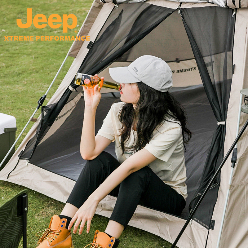 Jeep金字塔蒙古包天幕一体帐篷户外登山野餐防晒露营六角印第安帐