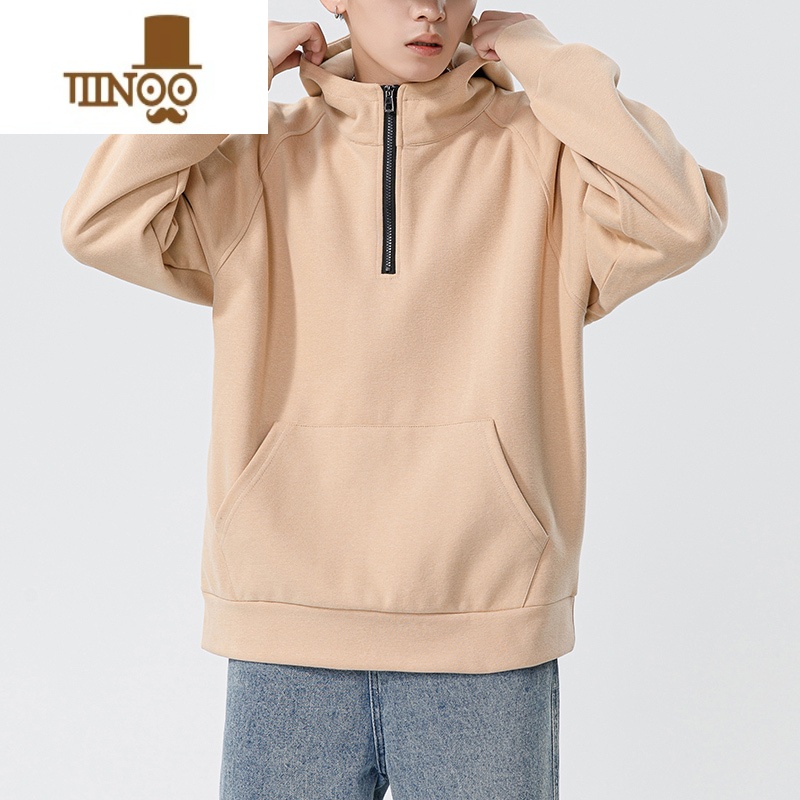 YANXU半拉链卫衣男款ins潮牌长袖t恤上衣秋季新款连帽外套男士高清大图