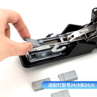 得力(deli)0466小型省力型订书机黑色 送12号订书针一盒 适用24/6- 26/6 书针 订书器 小型装订机