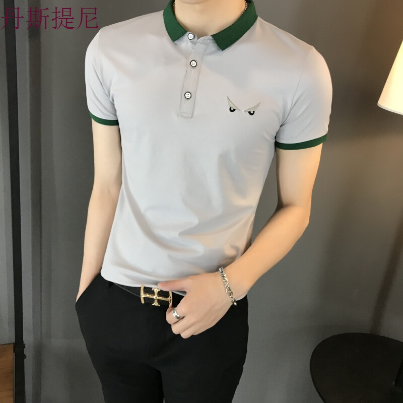 男士polo衫短袖T恤2018夏季新款修身衬衫翻领体恤衫简约青年衣服