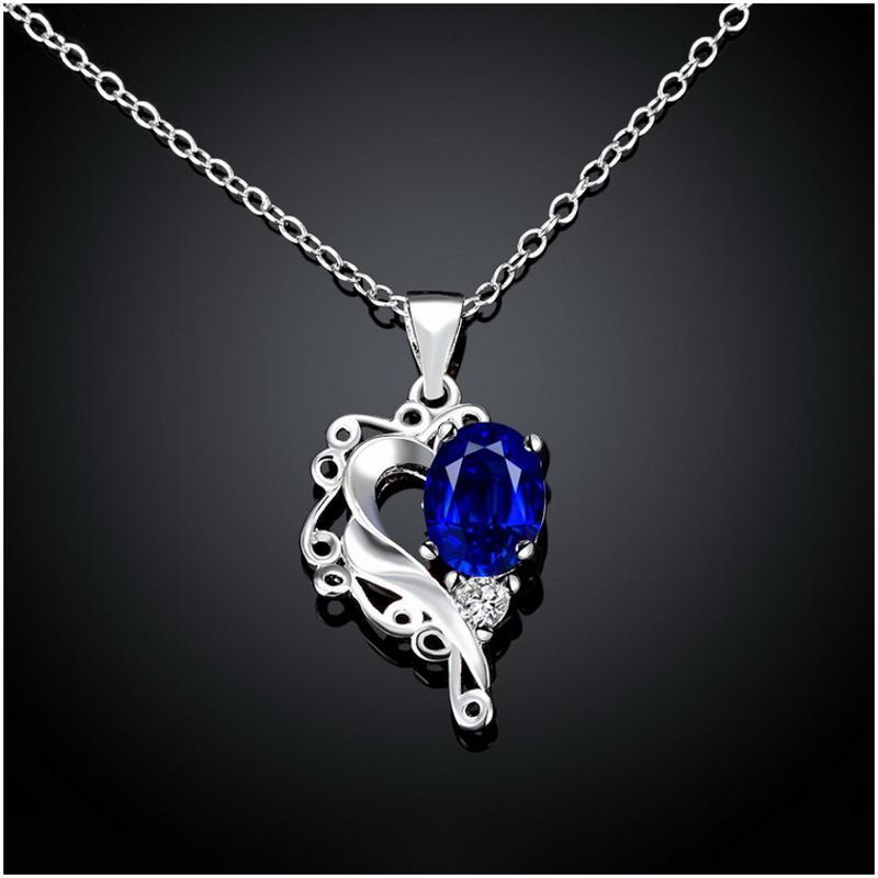 N063 Women Silver Necklace 镀925纯银爱心坠项链女送女友首饰送女朋友七夕情人节礼物