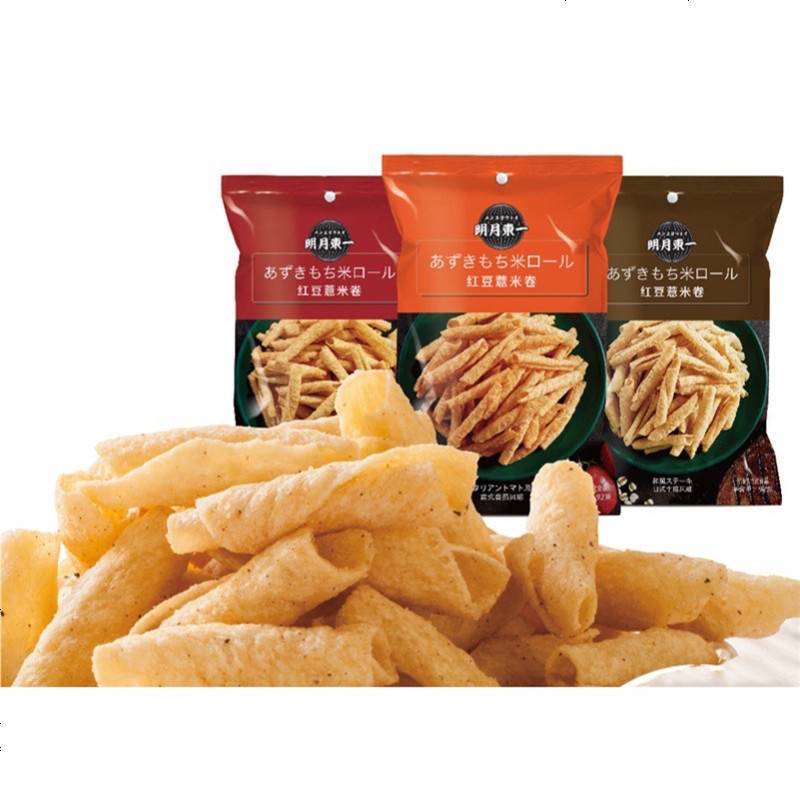 明月东一红豆薏米卷薯条92g3袋日本风味薯片休闲膨化零食