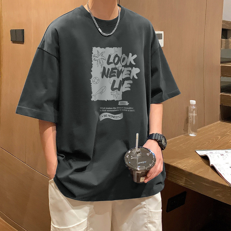 [1.5折价29元]唐狮男士t恤短袖男t恤短袖t恤男短袖男士短袖男前胸印花短袖T恤
