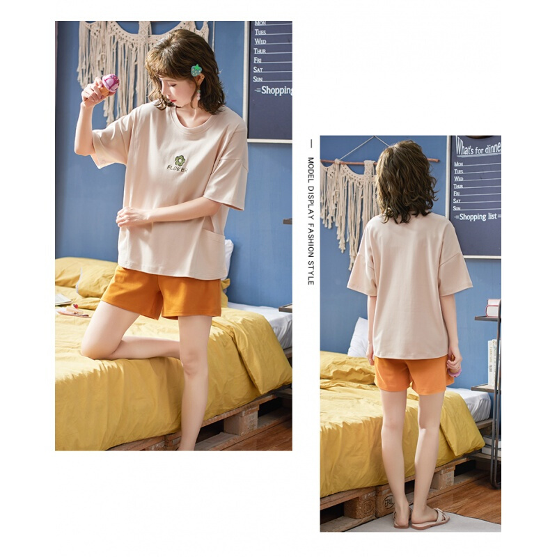 波迷娜(BOMINA)睡衣女夏季薄款短袖纯棉学生甜美服公主风可爱少女两件套装夏 LYH18822